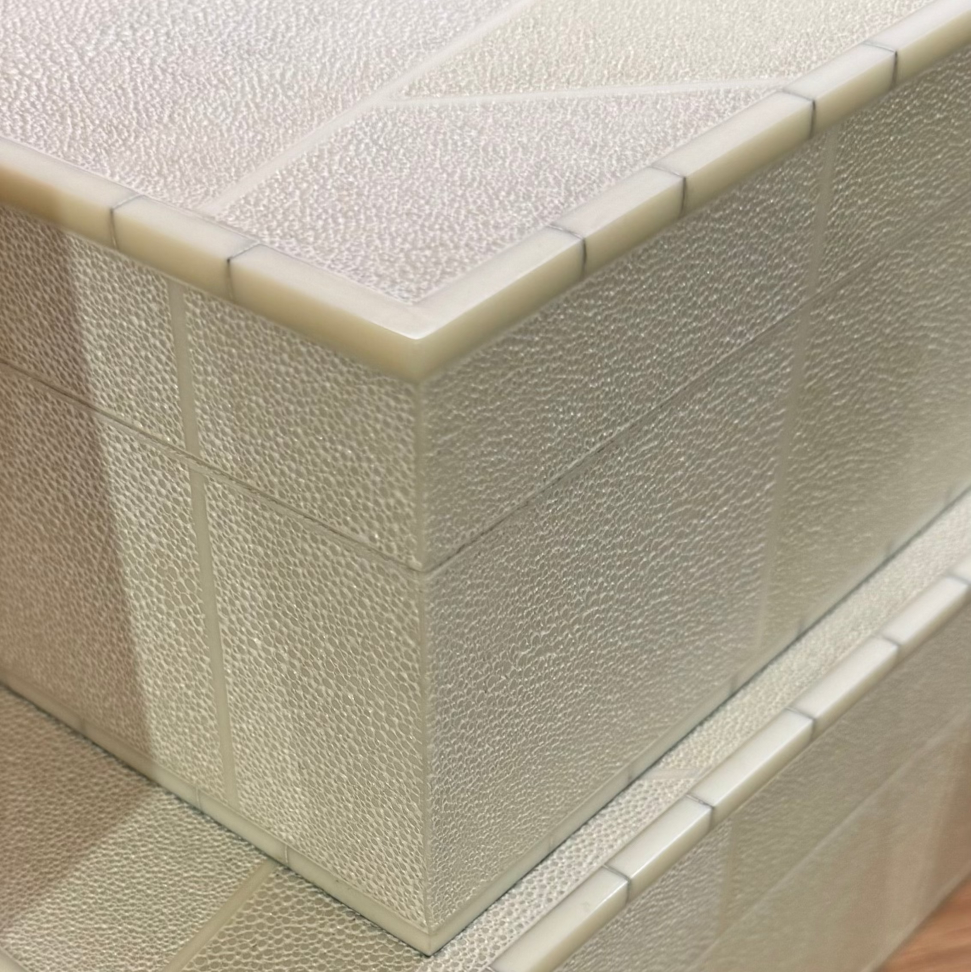 Close-up of textured boxes 