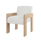 Chair with white cushion and wooden frame on a white background