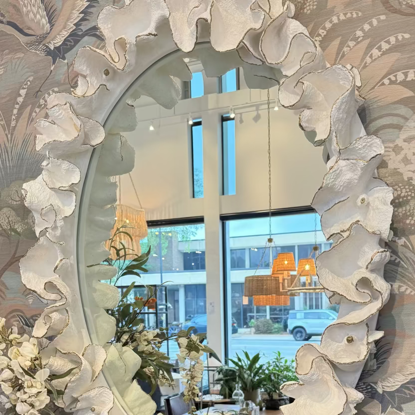 Coco Mirror Cloud Gray Faux Coral and Gold