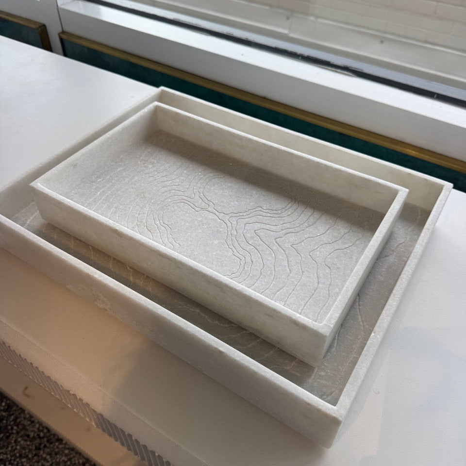 Gadara Tray Set White Marble