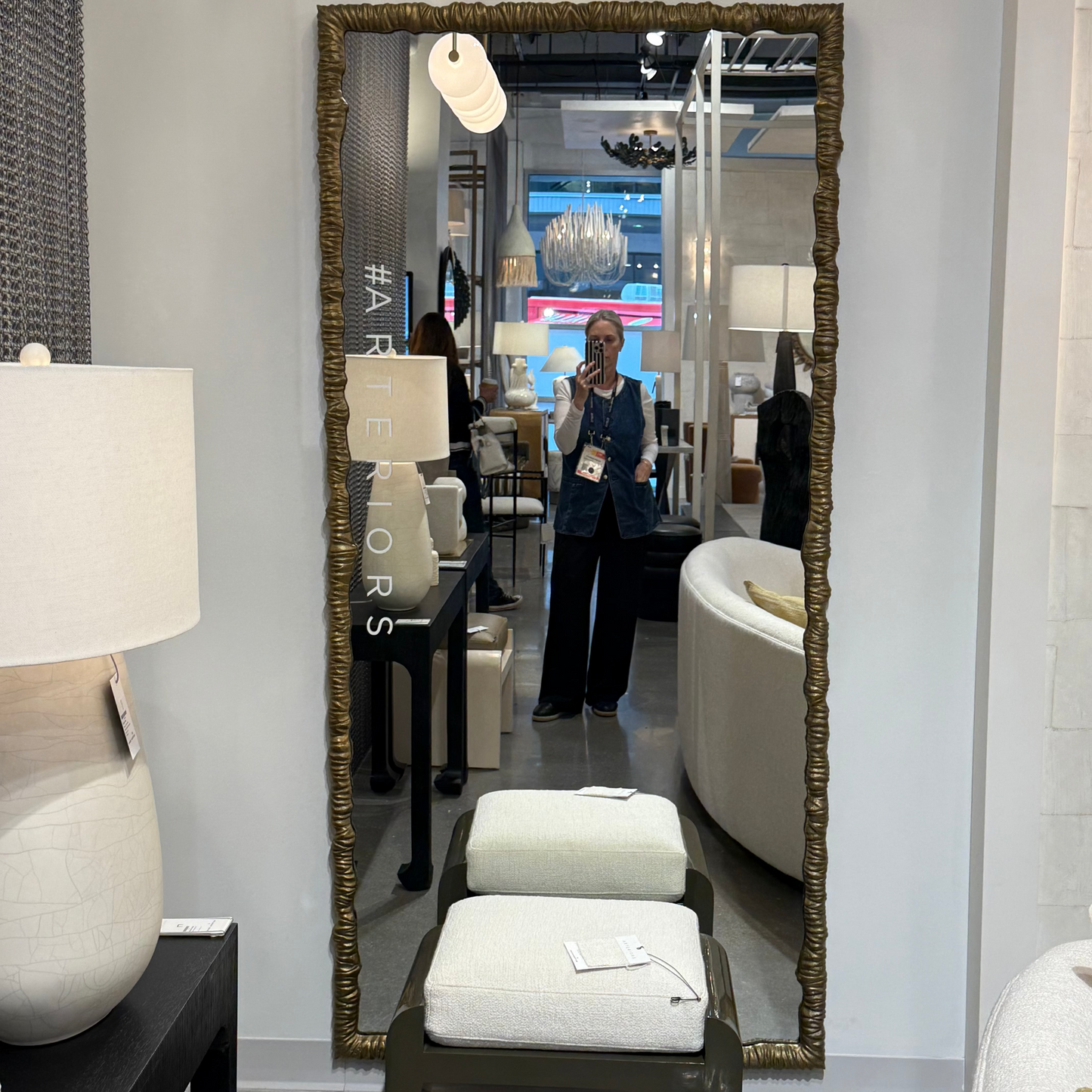 Hawkins Floor Mirror Antique Brass