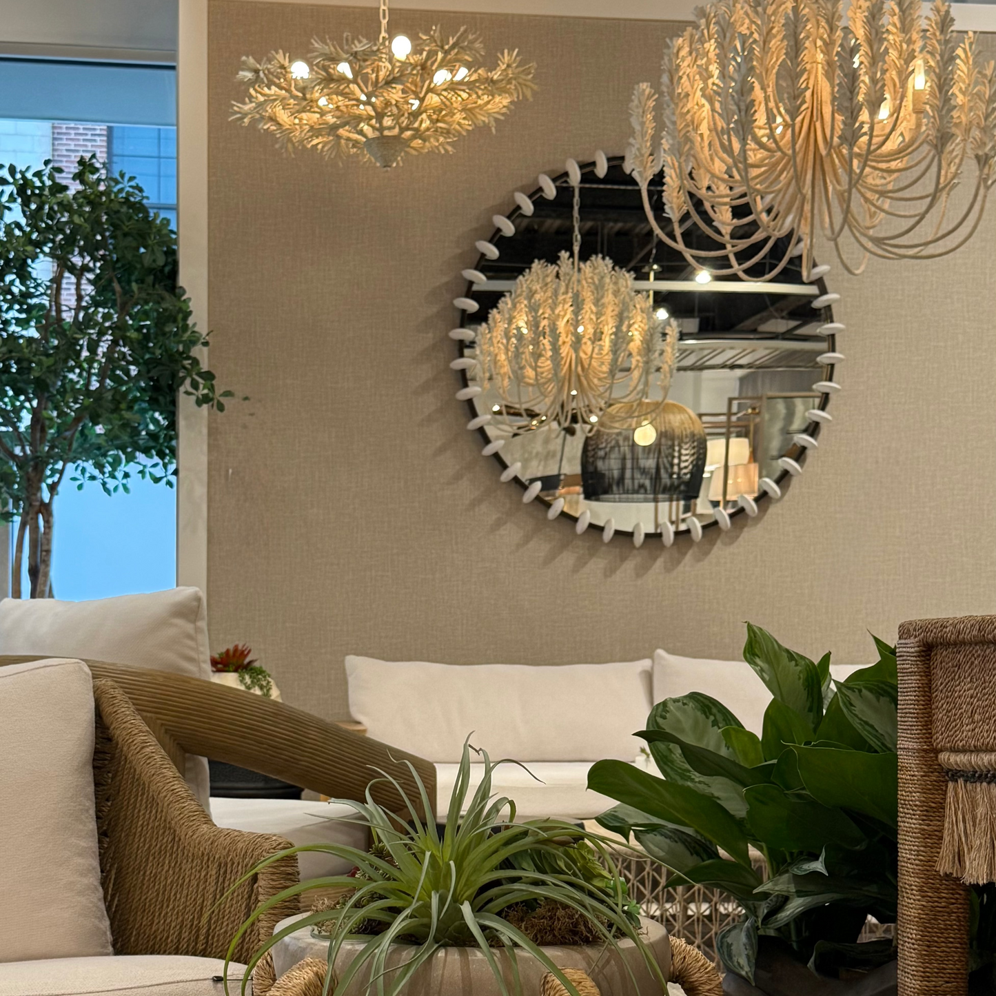 Pira Mirror White Gesso and Bronze Iron