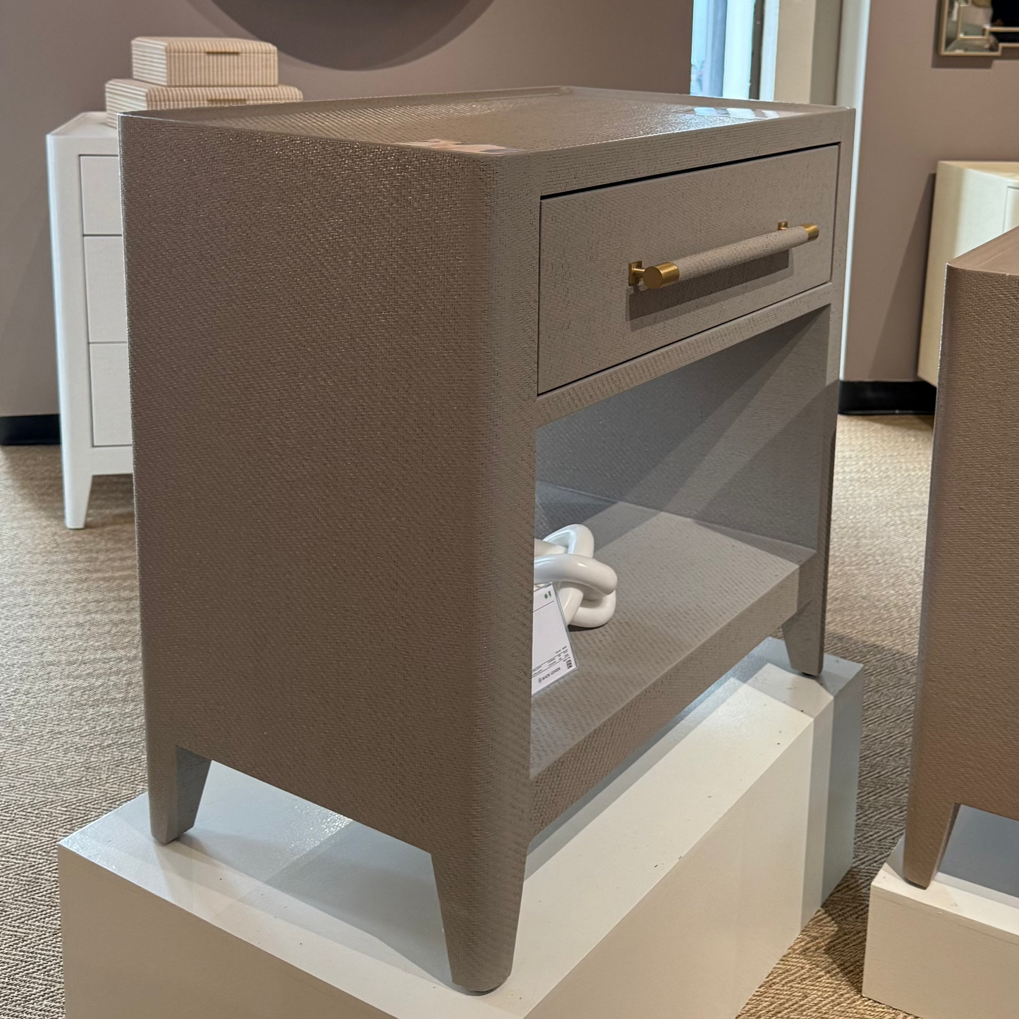 Fergus Double Nightstand Dove Gray Raffia