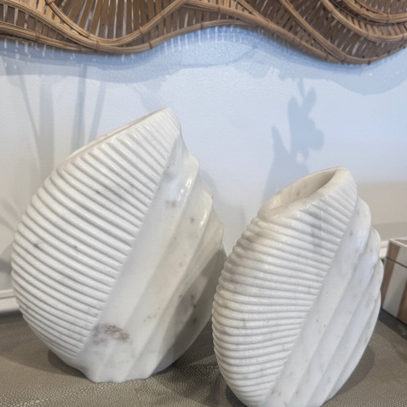 Alomar Vase Set White Marble