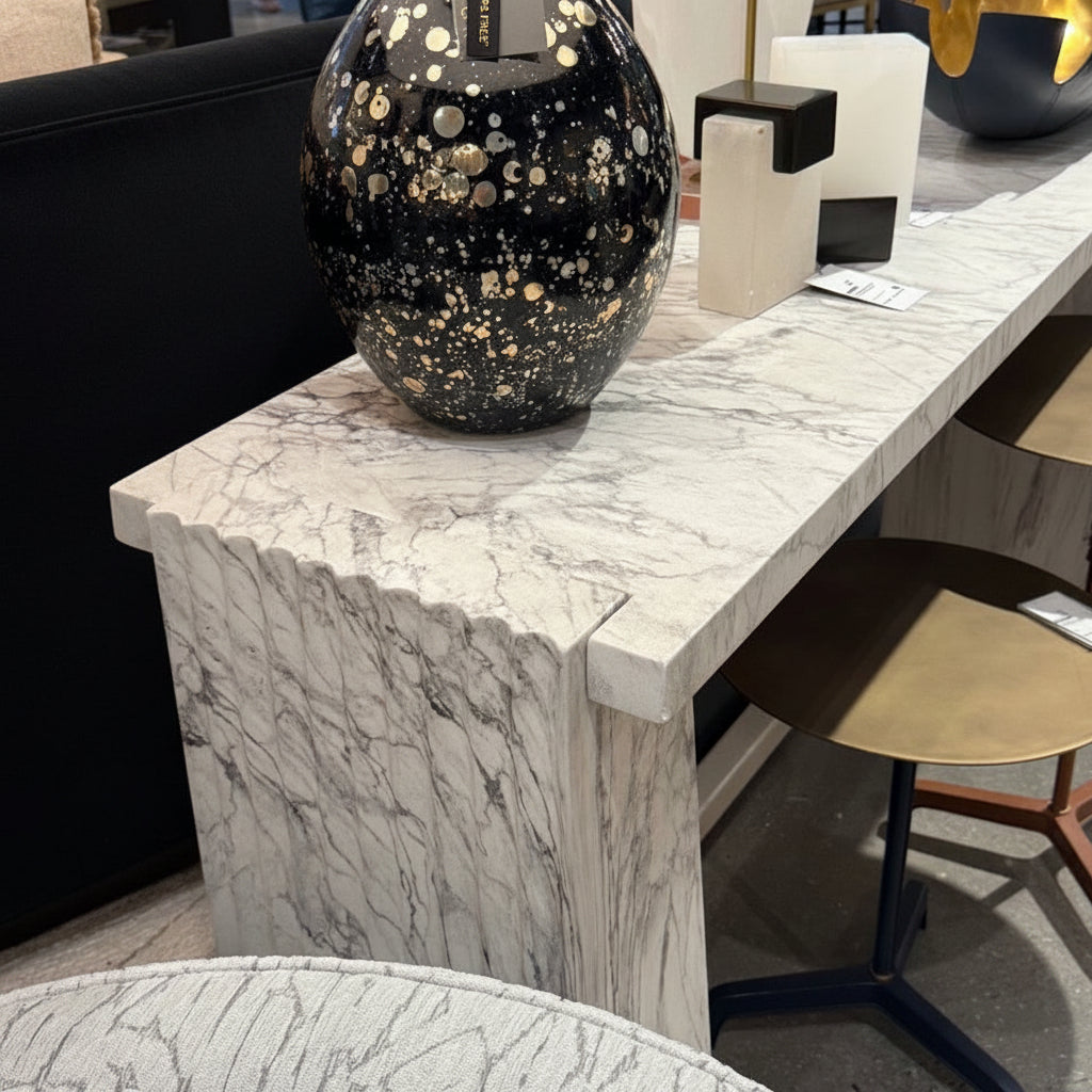 Antonine Console White Faux Marble