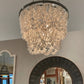 Terza Chandelier White Shell and Silver Metal