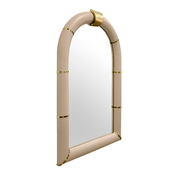 Bowie Mirror Ivory Faux Leather