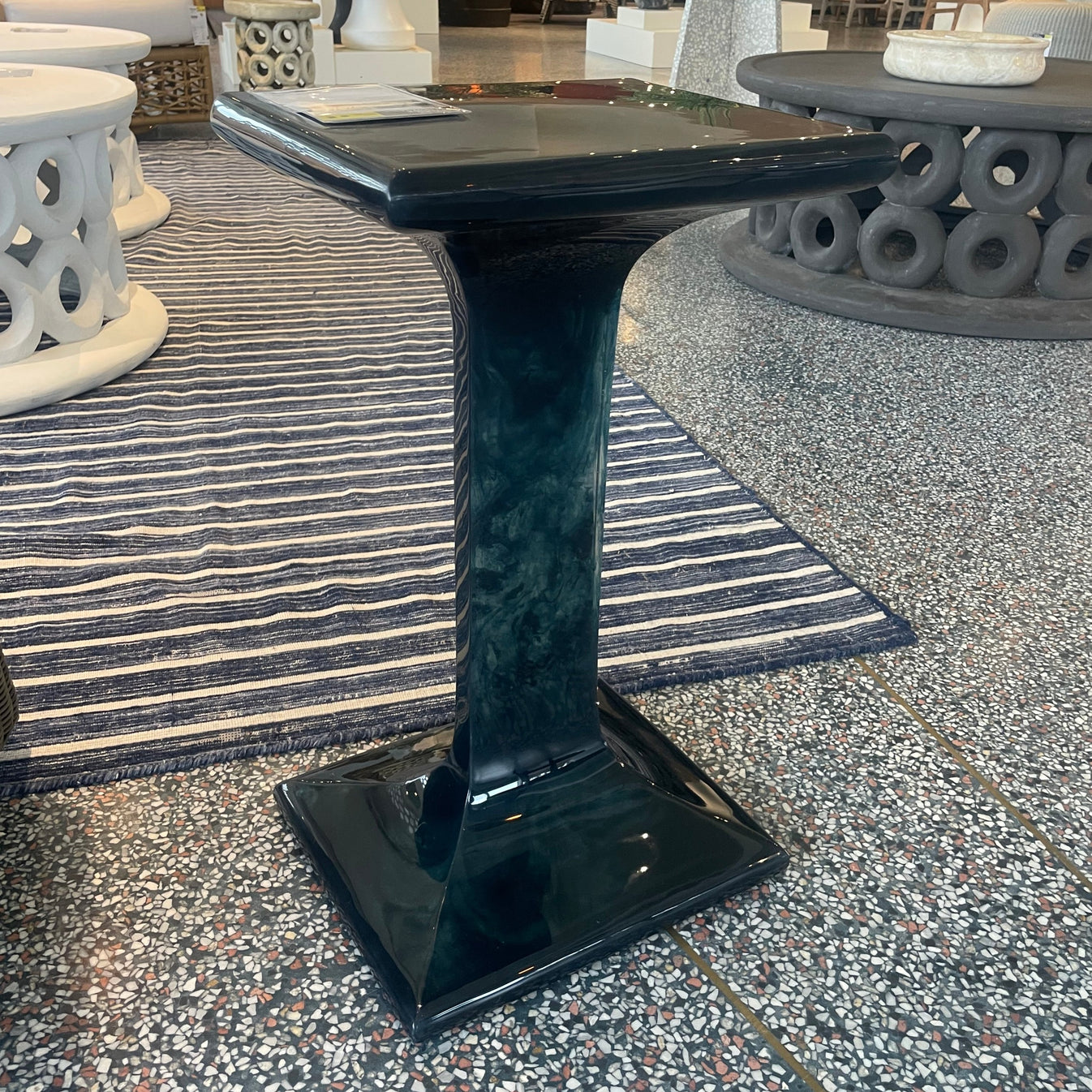 Made Goods Bexley Side Table Cobalt Cast Resin CLAYTON GRAY HOME