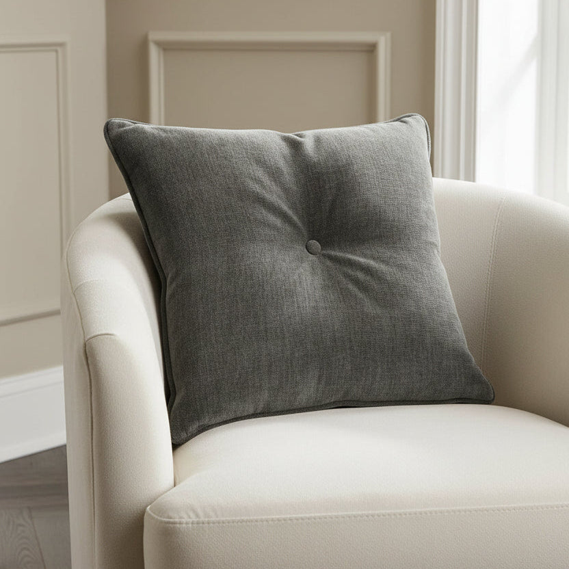 Buttoned Bobbie Pillow Graphite