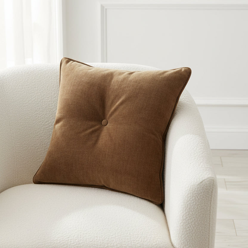 Buttoned Bobbie Pillow Truffle