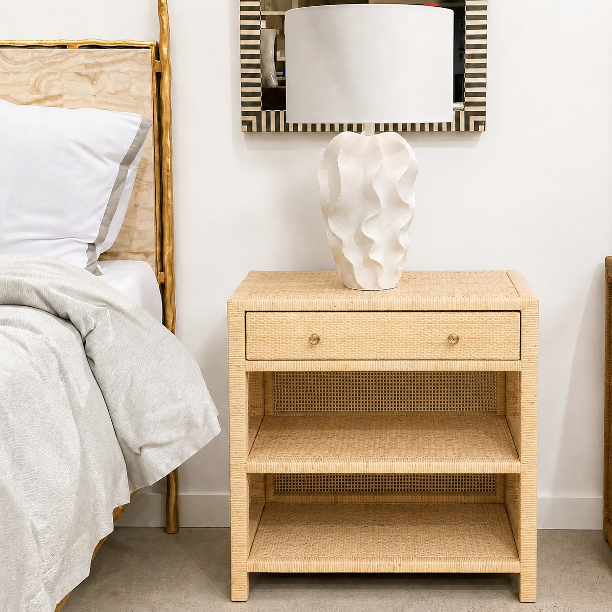 Isla Double Nightstand Natural Peeled Rattan