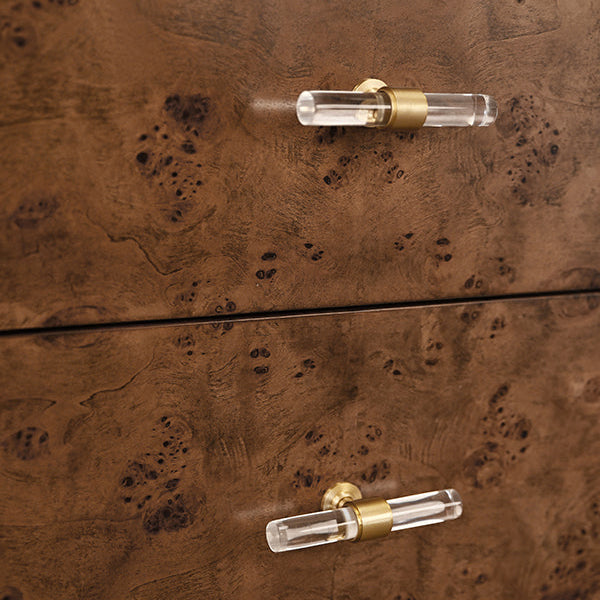 Wooden drawer with clear and gold handles