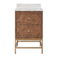 Bathroom vanity with marble top on a white background