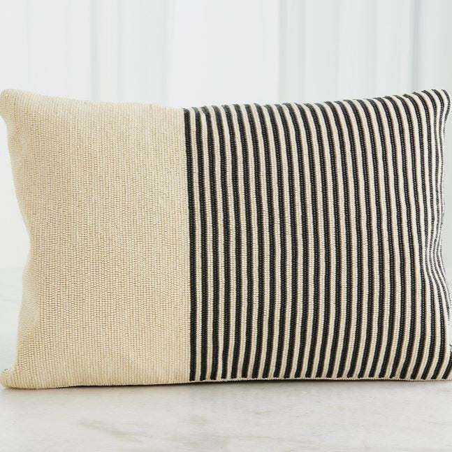 Striped Beaded Lumbar Pillow
