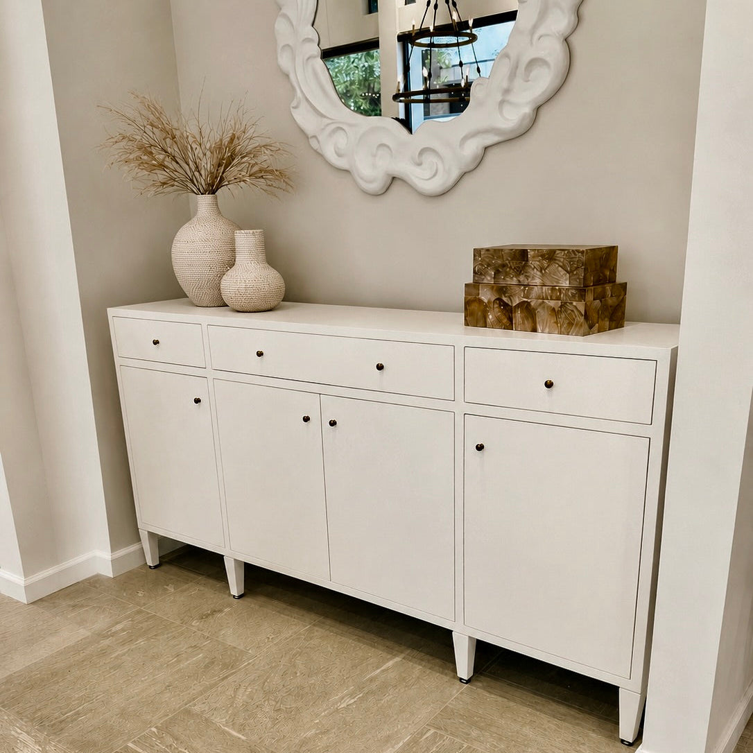 Conrad 4 Door Buffet Pristine Faux Raffia