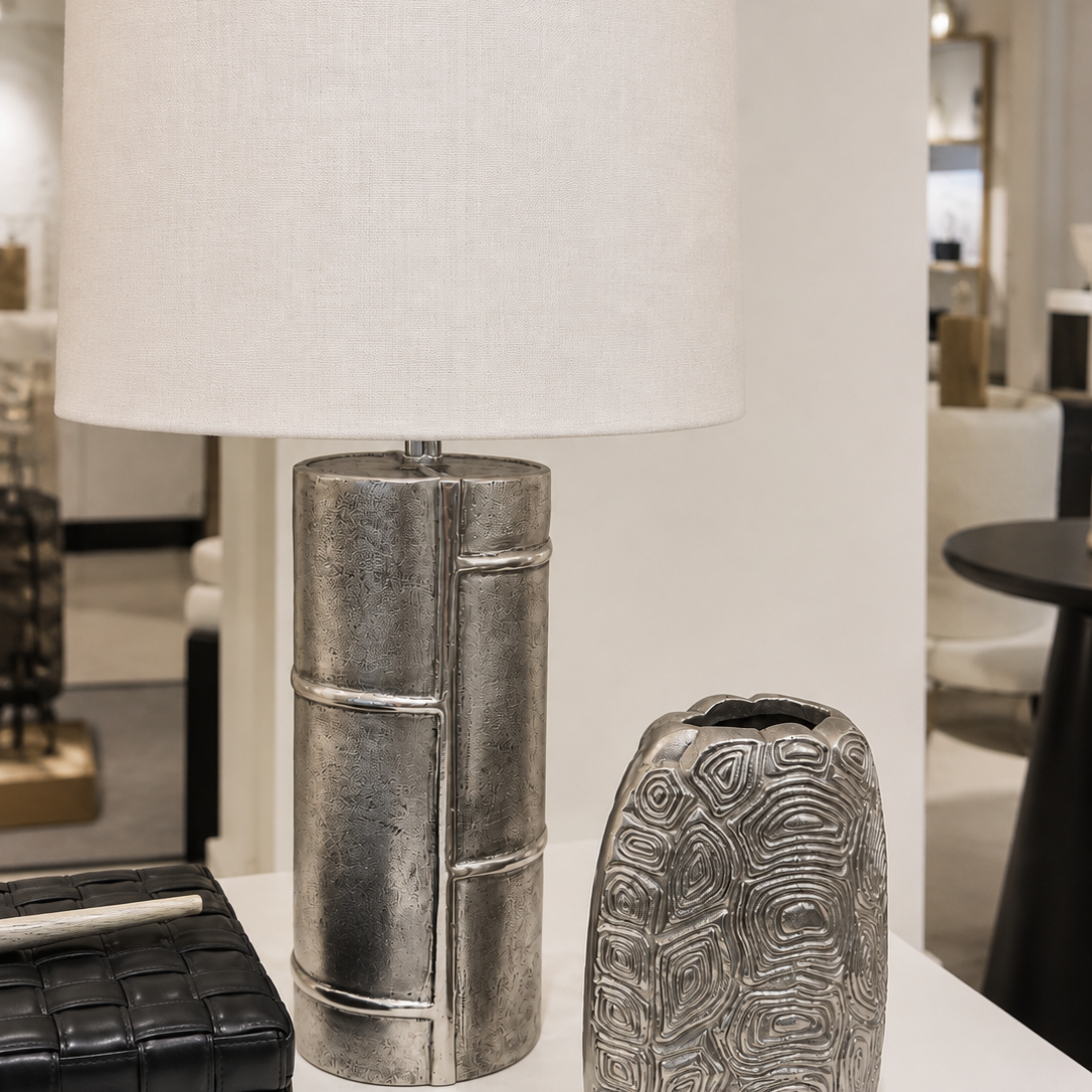 Striatra Table Lamp Antiqued Aluminum