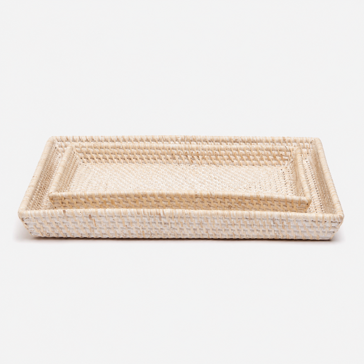 Dalton Tray Set Whitewashed Rattan