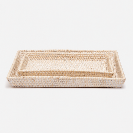 Dalton Tray Set Whitewashed Rattan