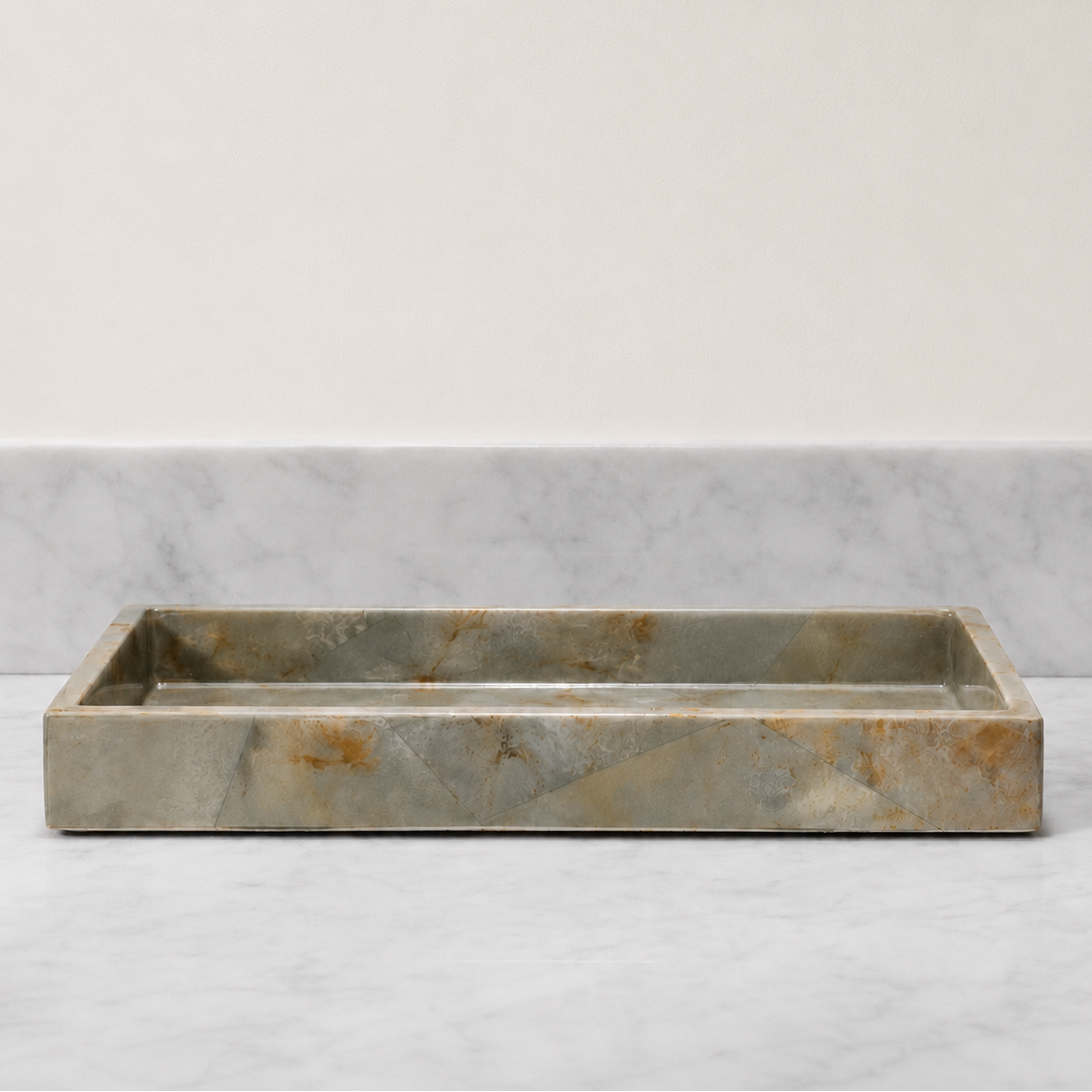 Gorman Tray Gray Faux Marble Horn