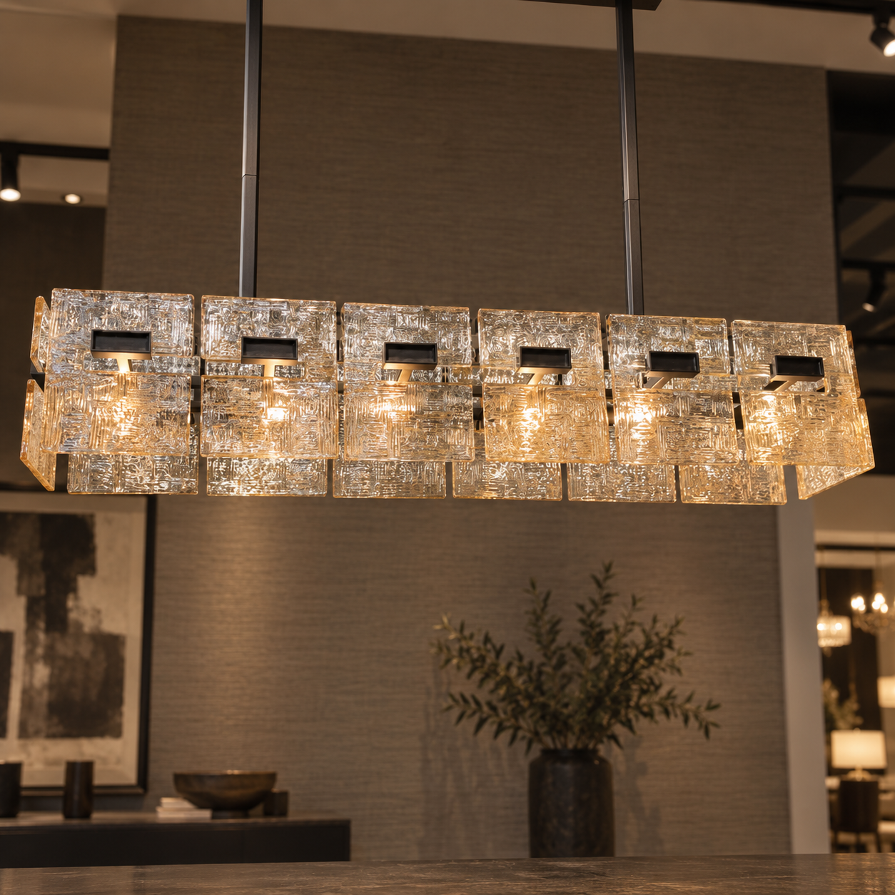 amber glass chandelier