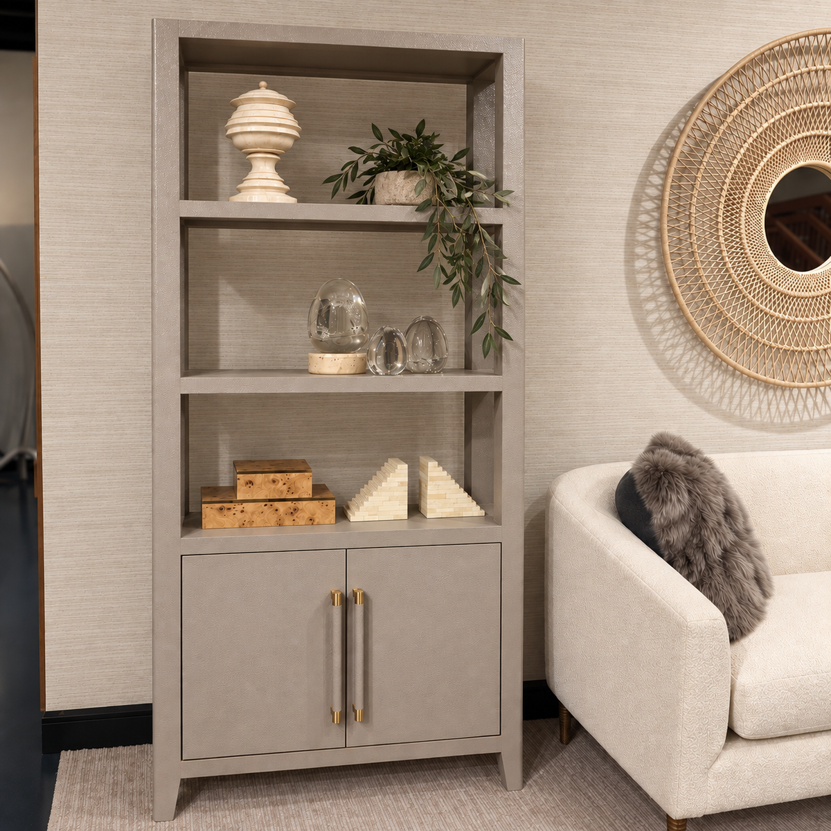Fergus 2 Door Bookcase Dove Gray