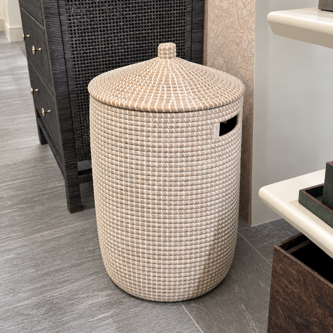 Roslyn Tall Basket Whitewashed Seagrass