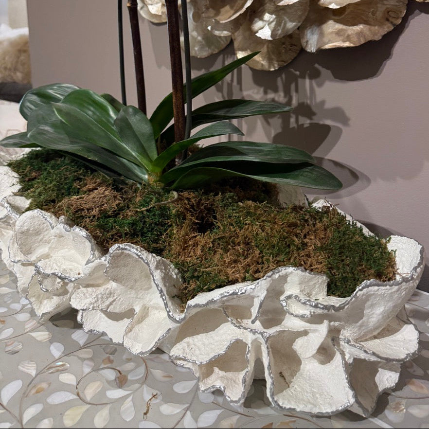 Coco Tray White Faux Coral and Silver