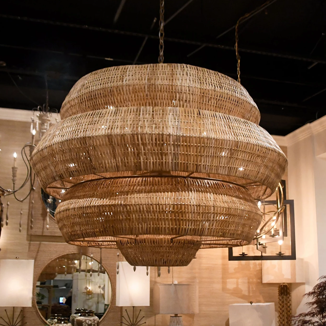 Antibes Chandelier Natural Rattan