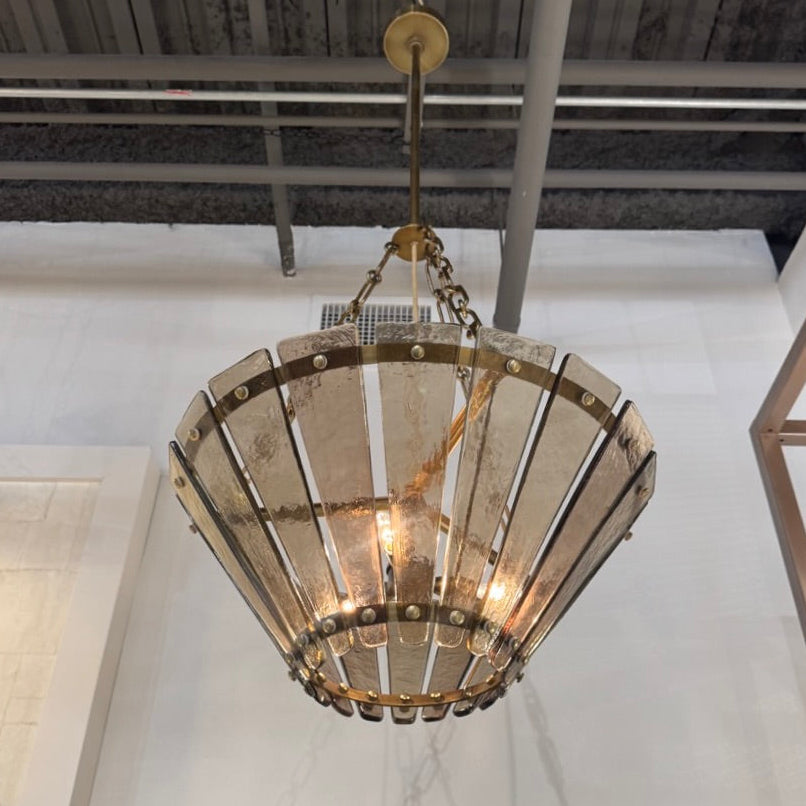 Decora Chandelier Smoke Hammered Glass