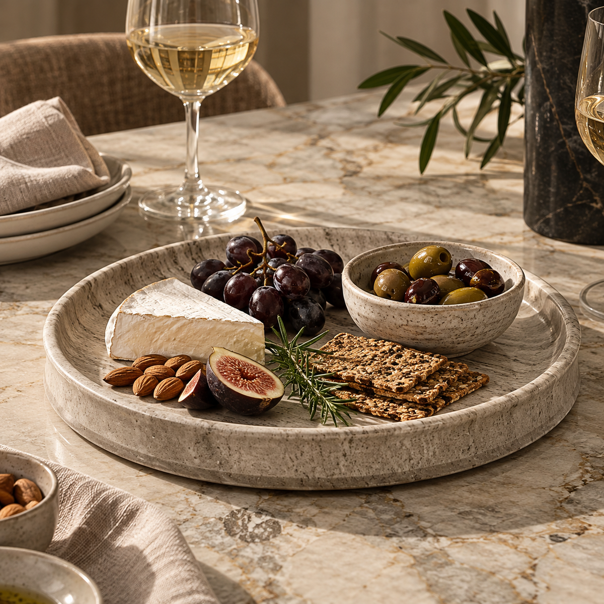 Serving Platter adorned with charcuterie