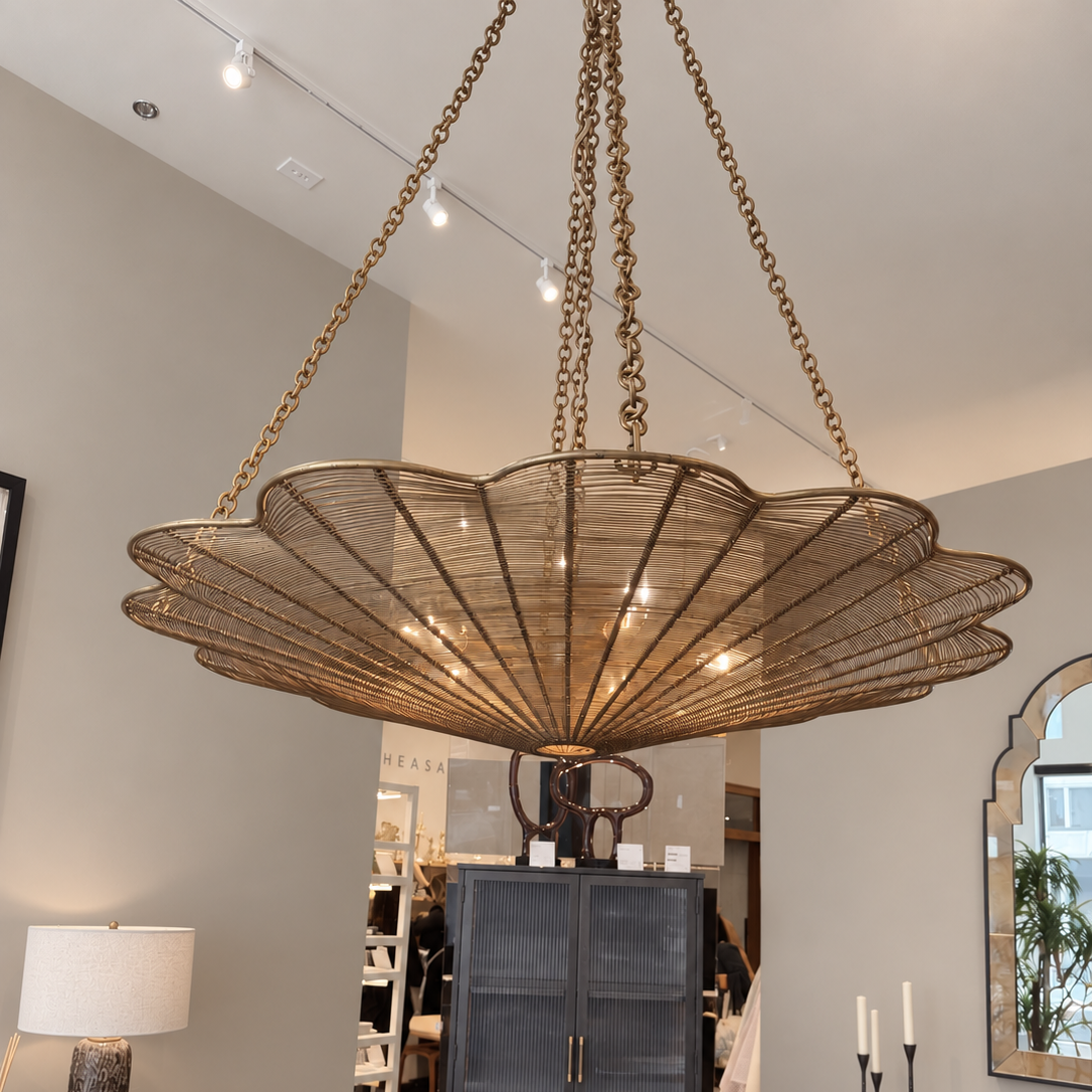 Venia Chandelier Antique Brass Iron