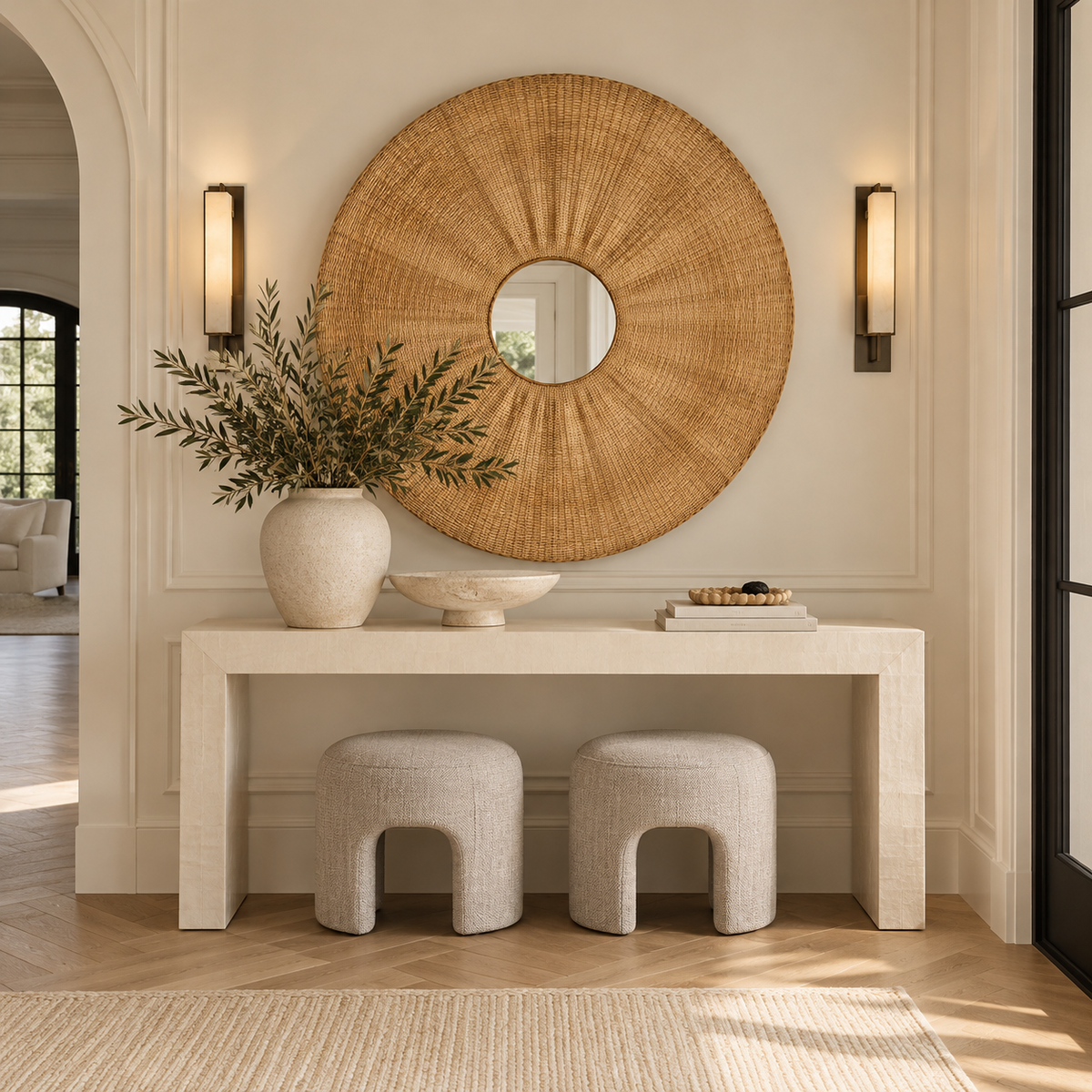 Larkin Mirror Natural Rattan