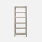 Light gray bookshelf with four shelves on a white background