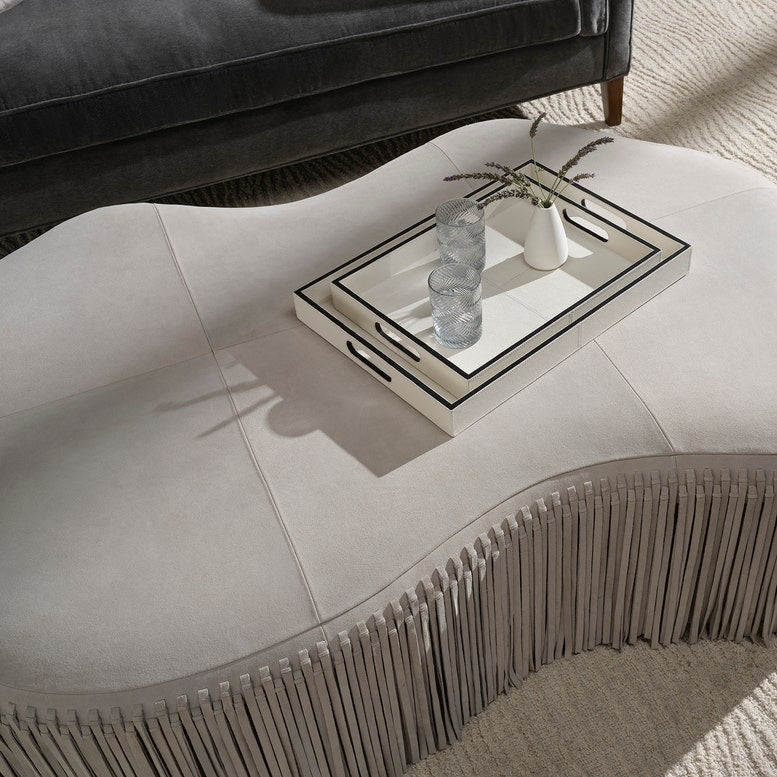 Hallie Coffee Table Light Gray Suede