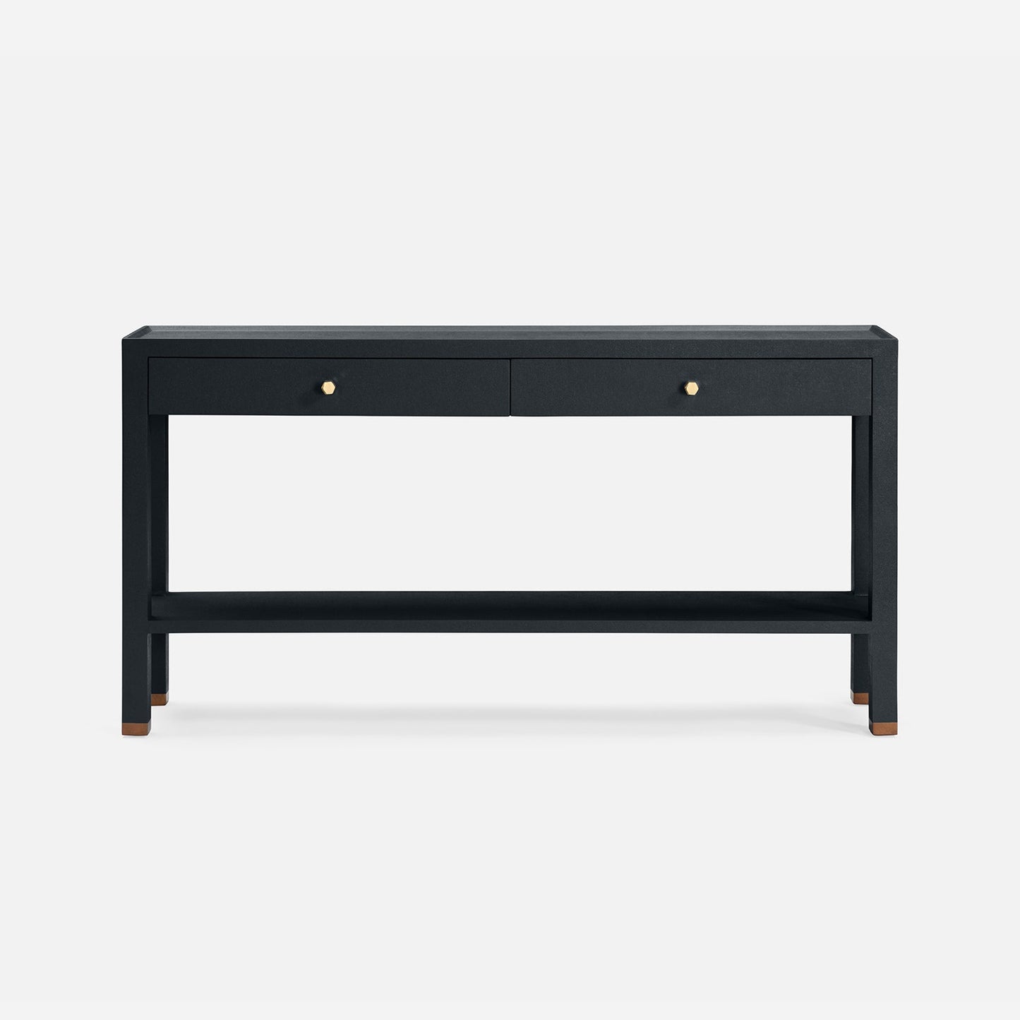 dark navy console with 2 drawers