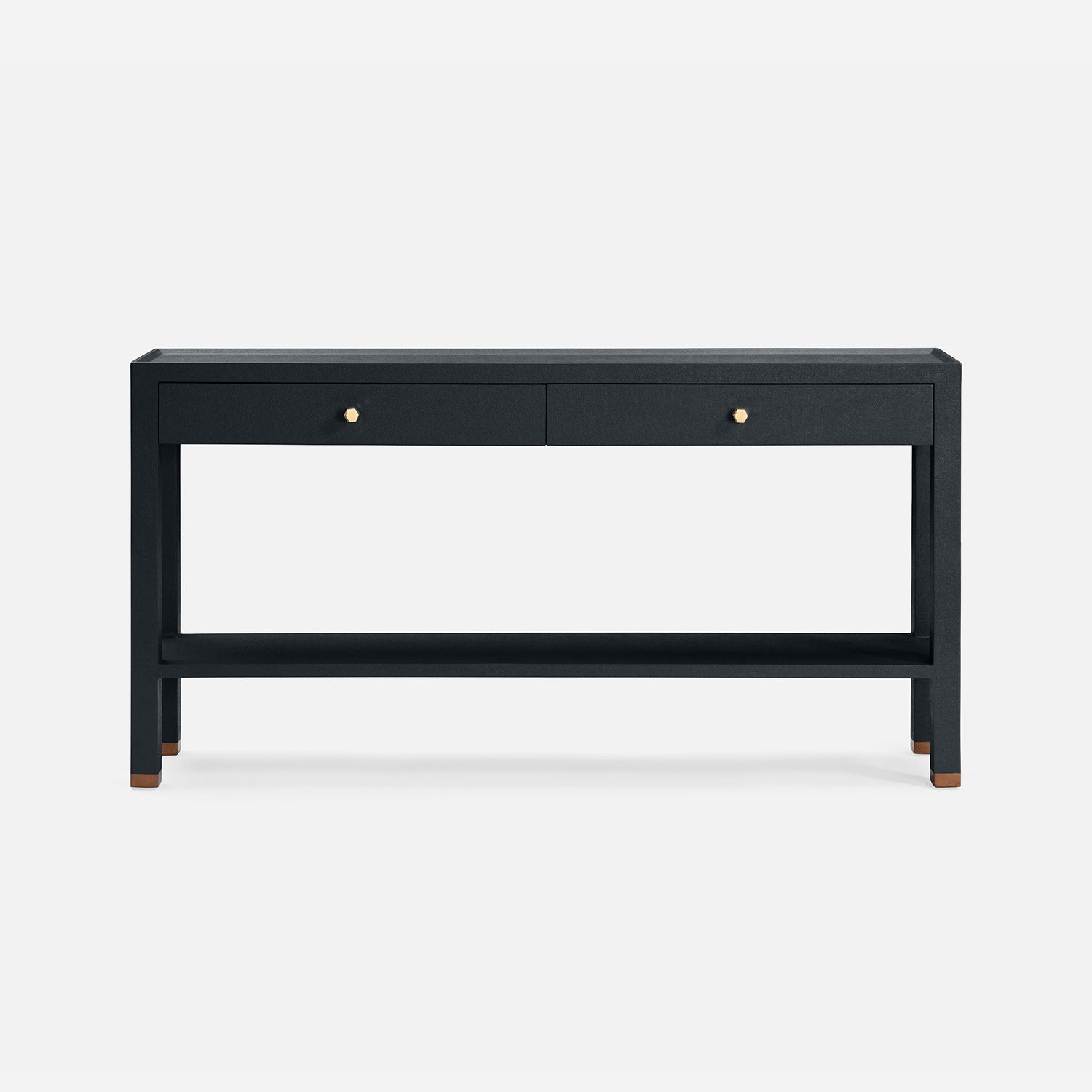 dark navy console with 2 drawers