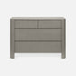 Gray three-drawer nightstand on a white background