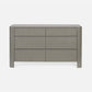 Gray dresser with four drawers on a white background