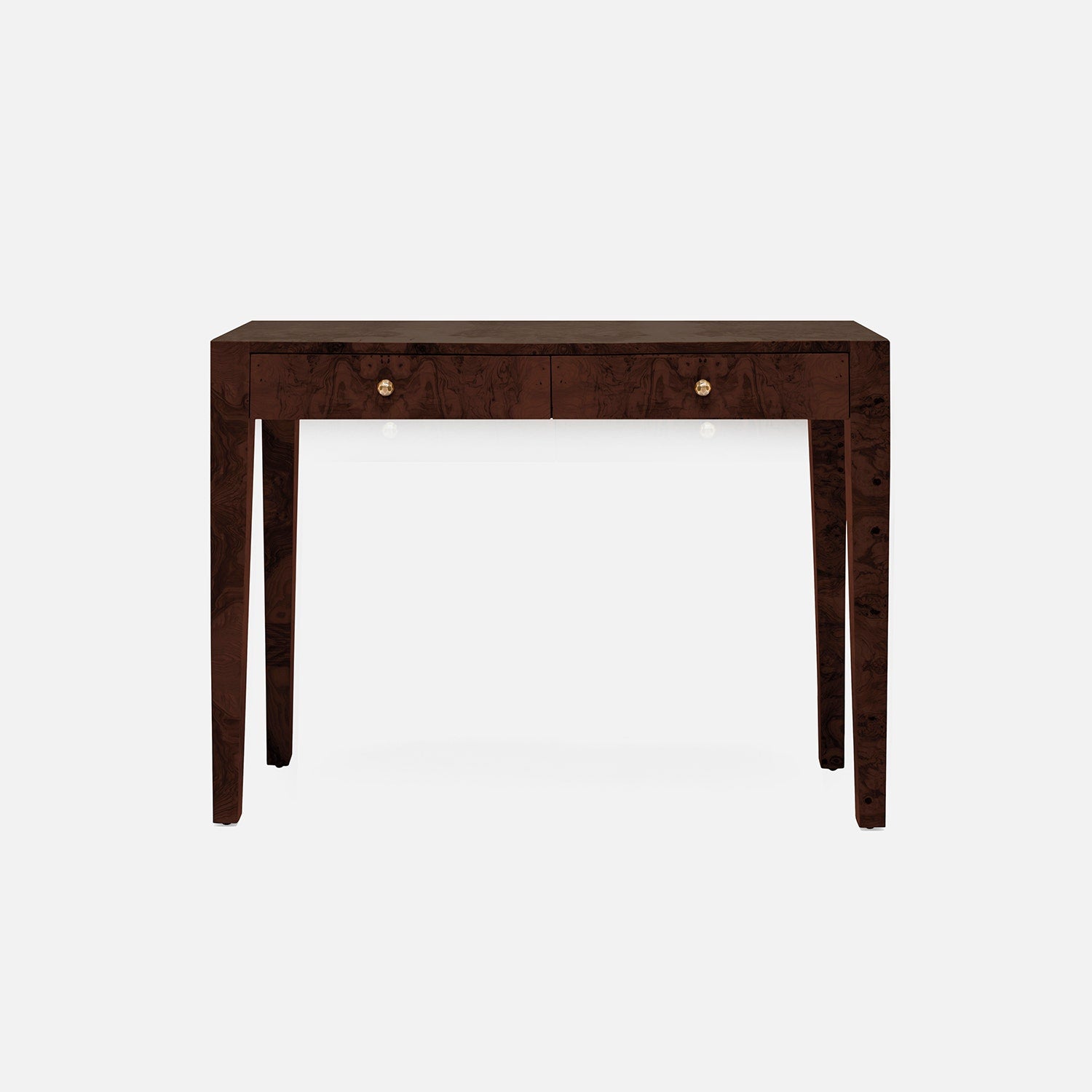 dark burl desk with 2 drawers