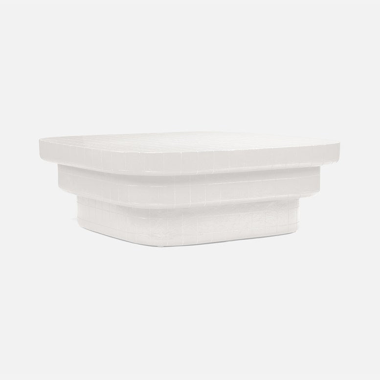 white concrete outdoor coffee table