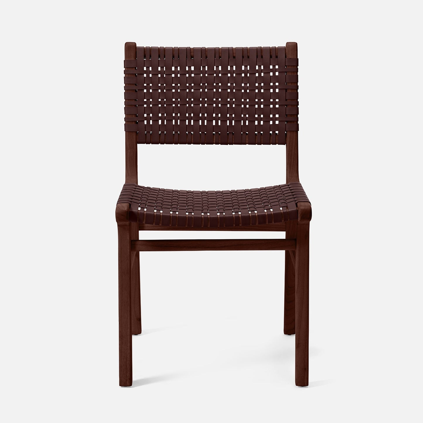 Dark woven chair on a white background