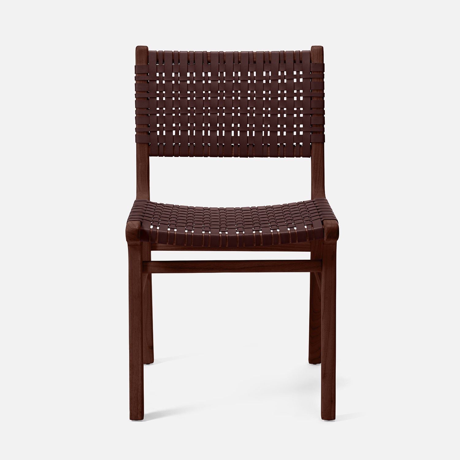 Dark woven chair on a white background