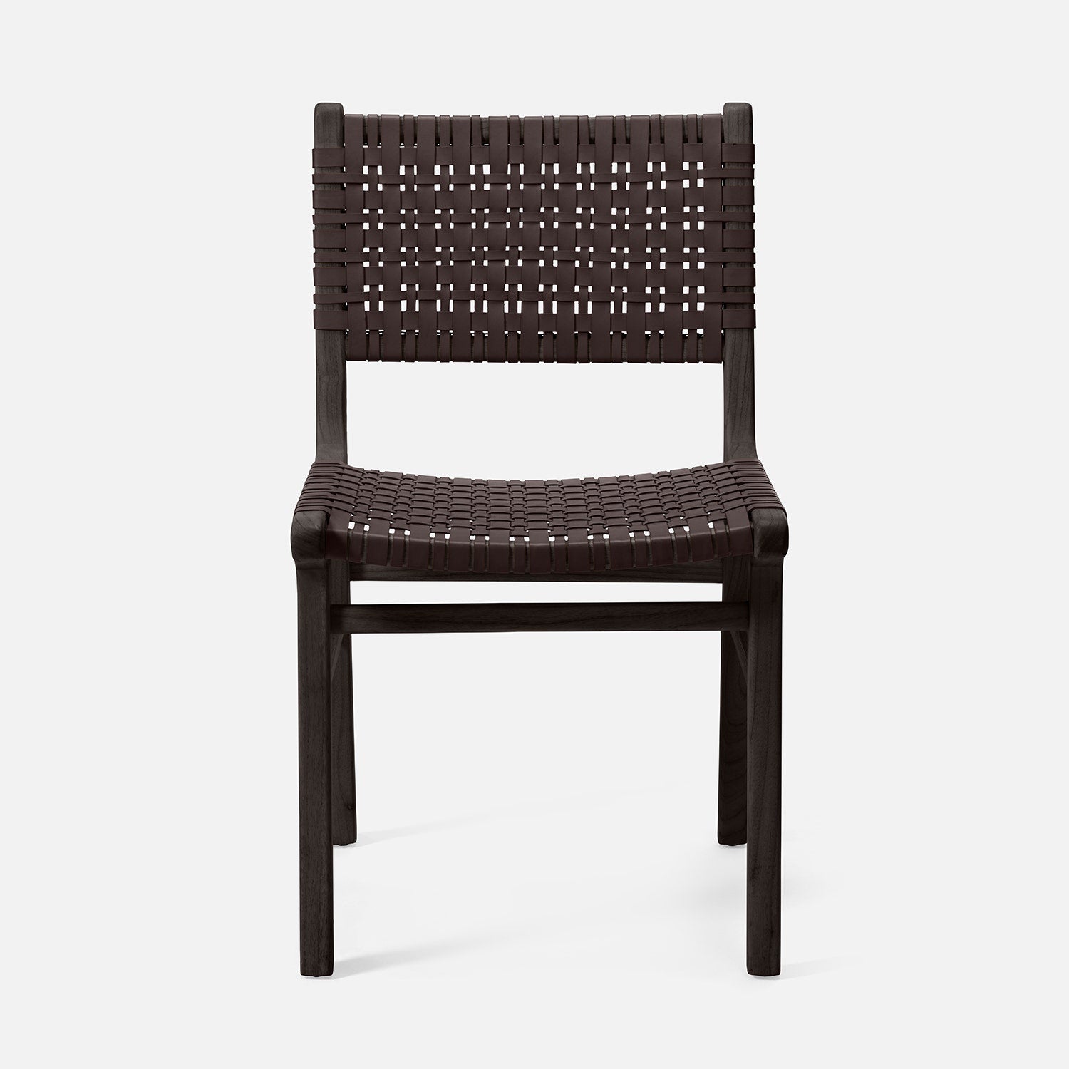 Dark woven chair on a white background