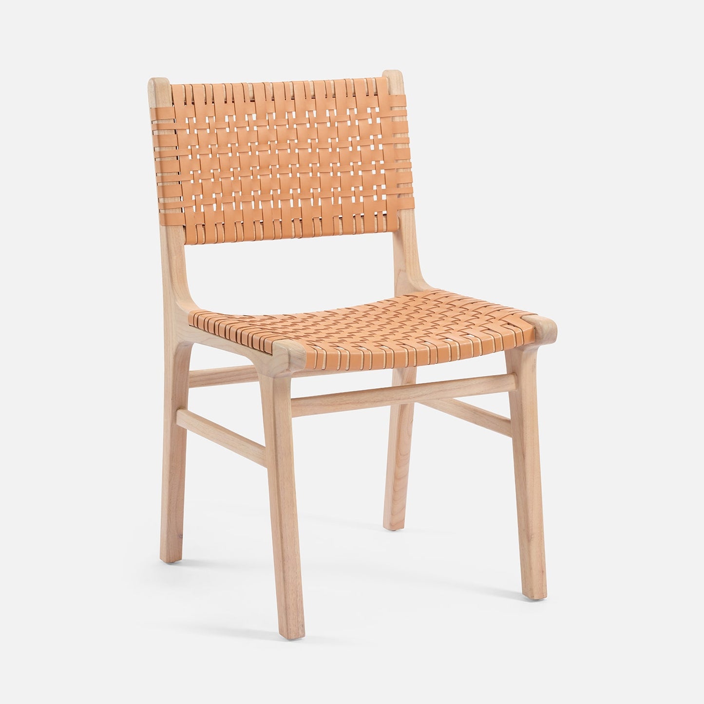 Chair with woven backrest and seat on a white background