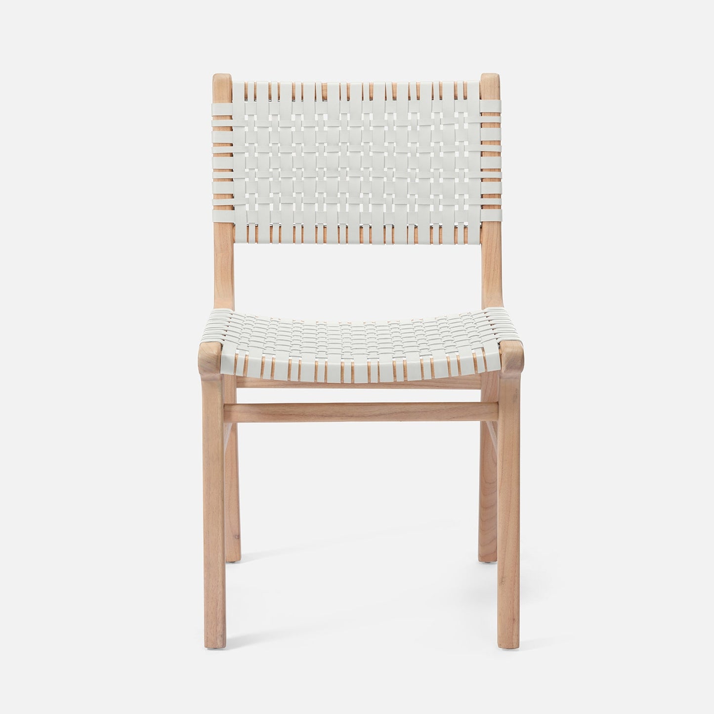 Chair with woven backrest and seat on a white background