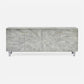 Gray sideboard with sunburst pattern on a white background