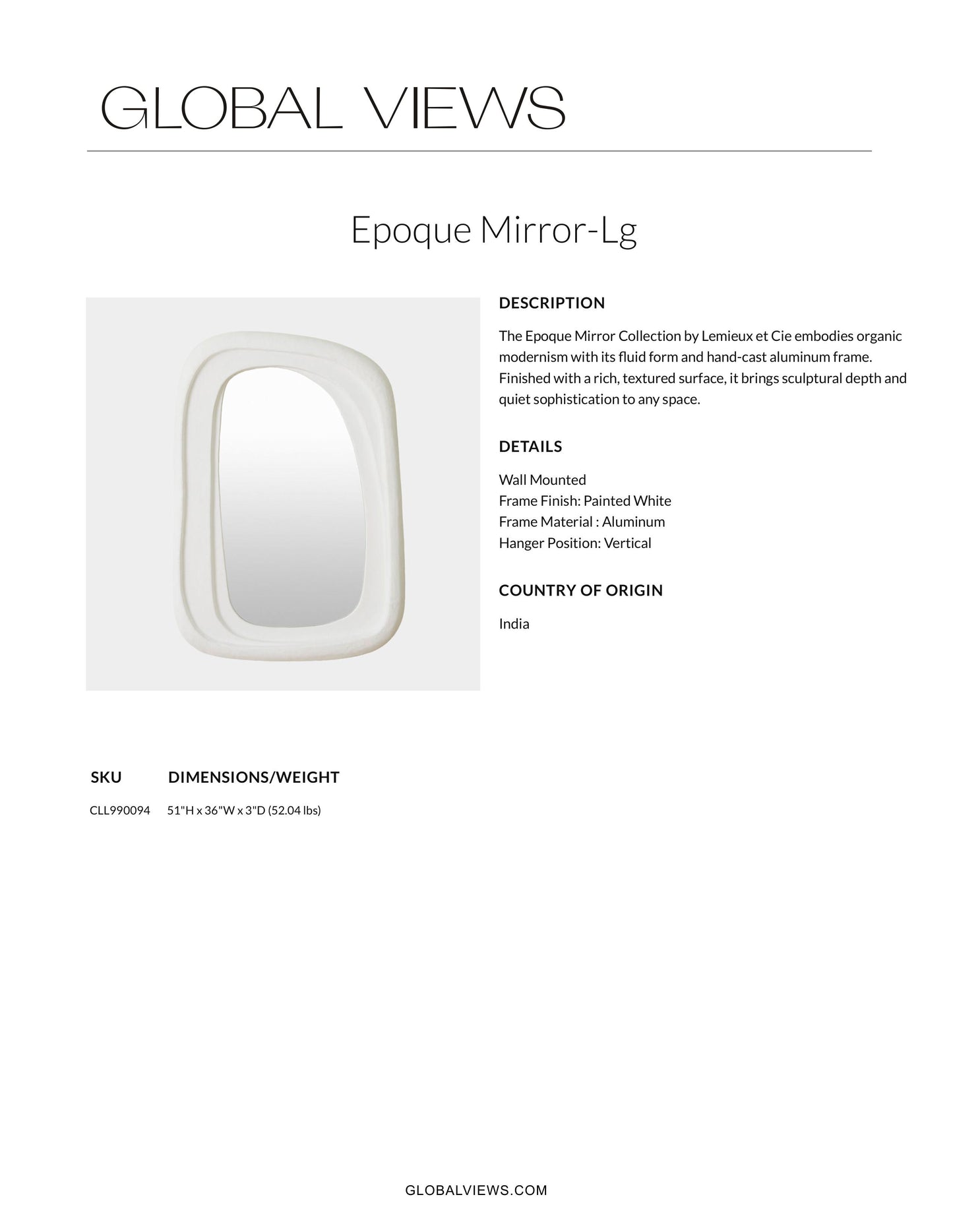 Epoque Mirror Large Painted Aluminum