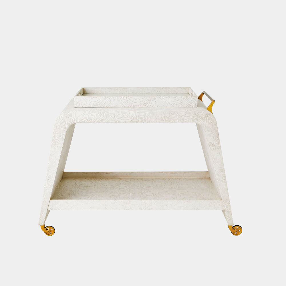 Baxter Bar Cart White Burl