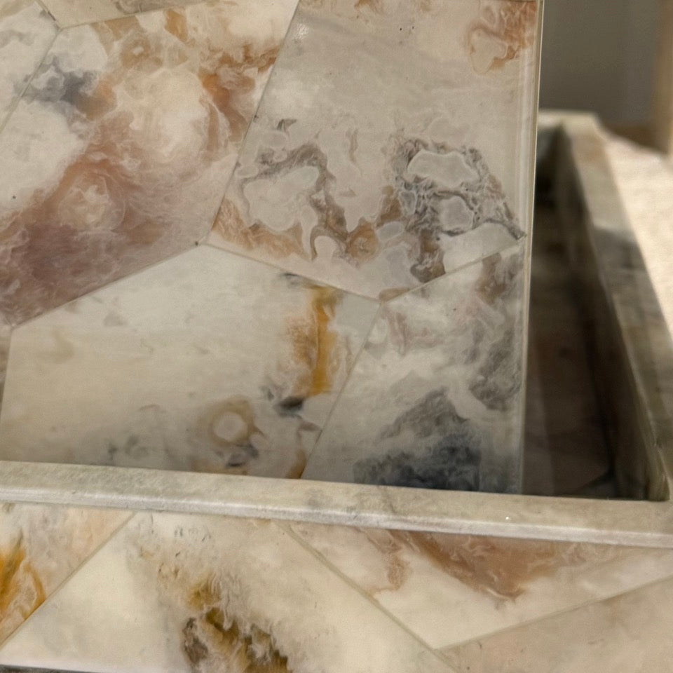 Gorman Tray Brown Faux Marble Horn