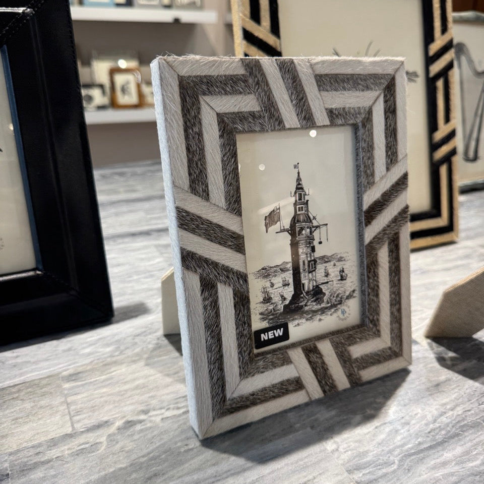 Decorative photo frame with geometric pattern on a surface